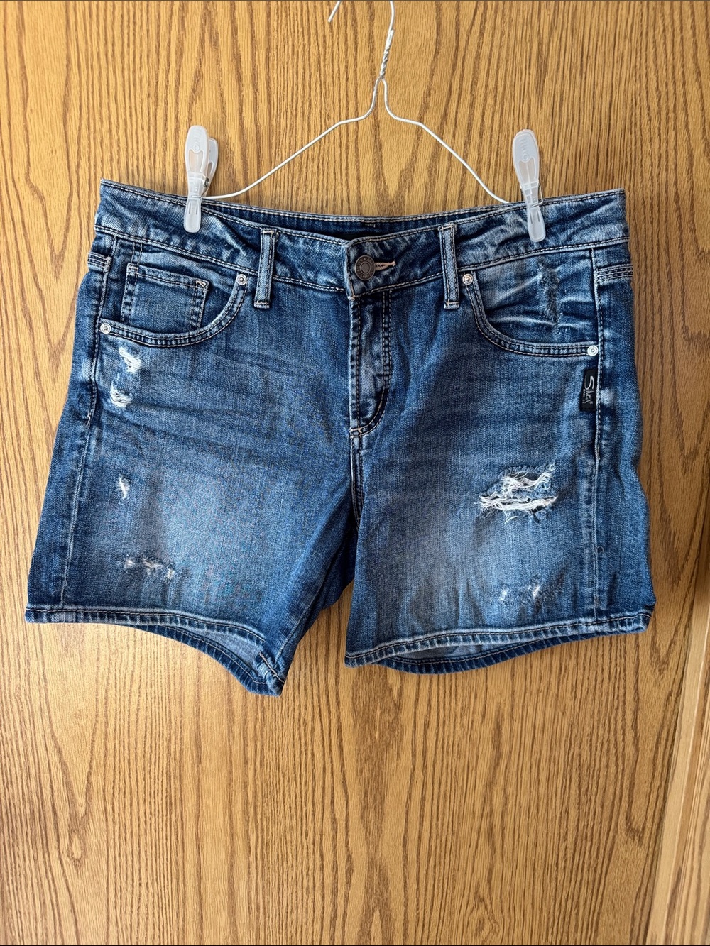 Silver Jeans Distressed Blue Denim Shorts